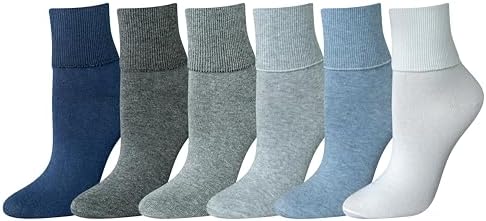 Amazon Essentials Women’s Lightweight Turn Cuff Socks, 6 Pairs Amazon Essentials Women’s Lightweight Turn Cuff Socks, 6 Pairs