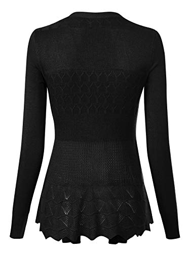 Design By Olivia Women's Long Sleeve Crochet Knit Draped Open Sweater Cardigan Black 1Xl #TOP2