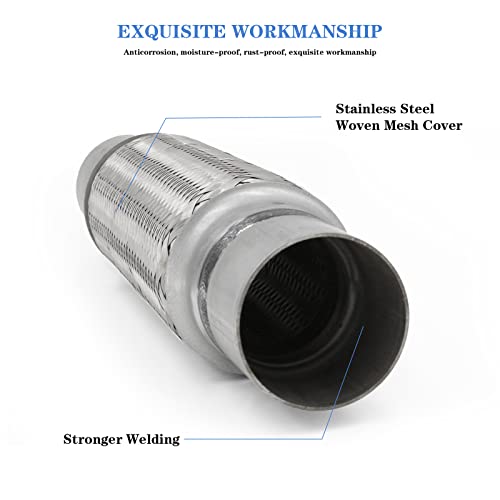 Rp Remarkable Power, Rk7543 Exhaust Flex Pipe 2.25" X 12" Heavy Duty Stainless Steel 16"Ol #TOP2