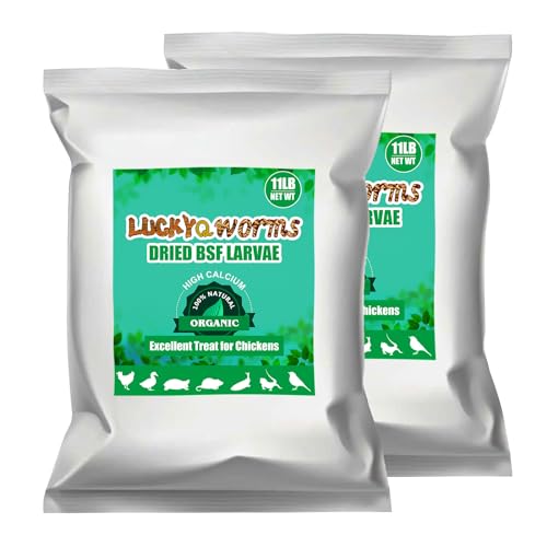 LuckyQworms Dried Black Soldier Fly Larvae 22LBS, 85X More Calcium Than Mealworms High-Protein BSF Larvae Chicken Treats Non-GMO BSFL for Chickens, Hens, Ducks, Wild Birds