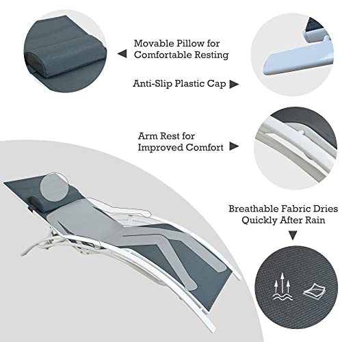 Kozyard Kozylounge Elegant Patio Reclining Adjustable Chaise Lounge Aluminum And Textilene Sunbathing Chair For All Weather With Headrest (2 Pack), Kd,Very Light #TOP4