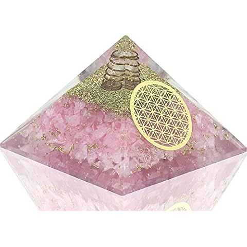 Rose Quartz Orgone Pyramid for Negative Energy Protection - Quartz Crystal Chakra Healing Love Relation - Orgonite Pyramid Positive Energy Generator - Meditation Energy Crystal Pyramid Cover