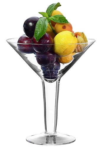 SOLAVIA Martini Bowl Dish Vase for Flower Arranging Clear Glass Footed Ornament Holder Home Décor, Housewarming Gift, H26cm