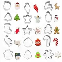 Mini Christmas Cookie Cutter Set,15 Pieces Biscuit Cutters Stainless Steel Christmas Tree Snowman Gingerbread Man Elk More Shape for Baking
