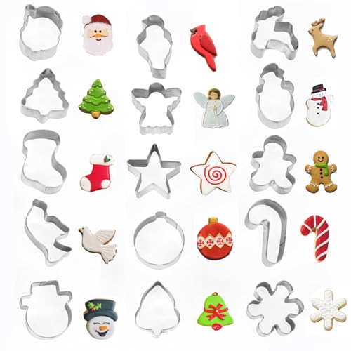 Mini Kerst Cookie Cutter Set, 15 Stuks Biscuit Cutters Roestvrij Staal Kerstboom Sneeuwpop Peperkoek Man Elk Meer Vorm voor Bakken
