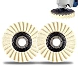 YUQAFQE Wool Felt Flap Polishing Disc, Wool Polishing Pad, 4.5 Inch Wool Polishing Wheel for Angle Grinder, Metal, Marble, Stone, Furniture, Car Wax(2)