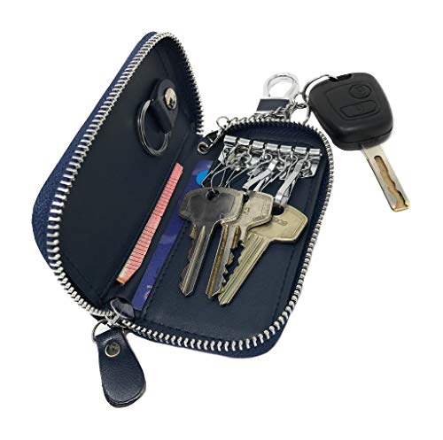 Su.B Llavero - Estuches de Llave - Cuero Real - llaveros del Coche - Hombres u0096 Mujeres - Azul