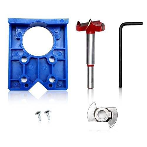  35mm Hinge Jig Drill Bits Set, Drill Guide Door Concealed Hinge Jig Boring Hole Saw Cutter with Positioner for Cabinet Mounting Plate Wood Furniture Door Hinges Installation
