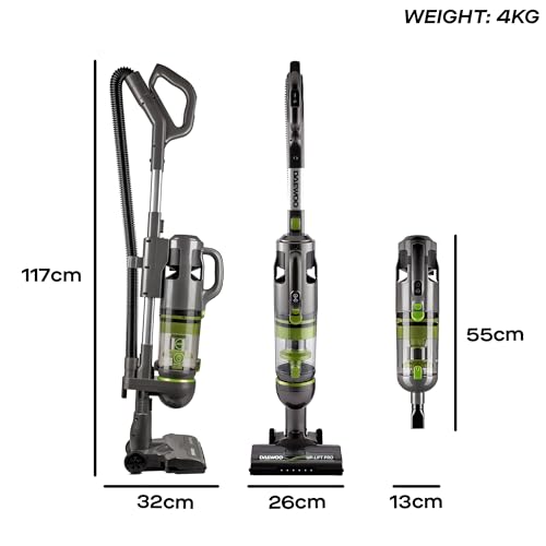 Daewoo Tornado 2In1 Upright And Uplift Cordless Vacuum, Handheld Feature With Shoulder Strap, 35Min Run Time, Cyclonic Suction, 0.55L Dusk Tank, Dual Filtration, Accessories Included, Charging Station