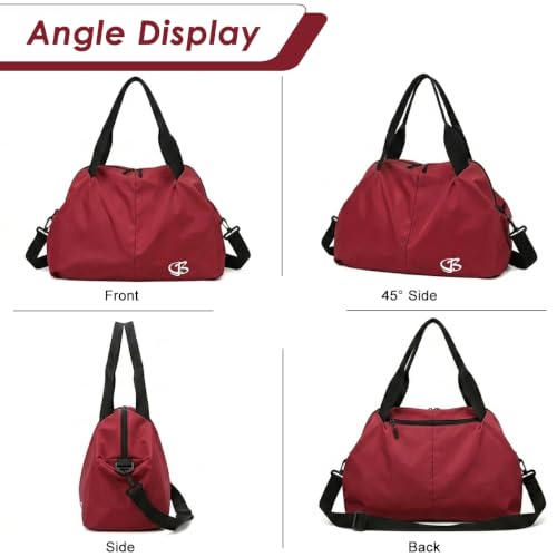 Image of PALAY Gym Bag for Women Small Red Oxford Cloth Travel Bag with Wet Compartment Lightweight Waterproof Sports Duffle Bags for Women