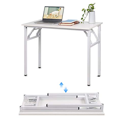 Jeffordoutlet - Escritorio plegable para ordenador, 100 x 50 cm, color blanco, portátil, mesa de estudio para espacio pequeño, sala de estar, dormitorio y muebles de camping