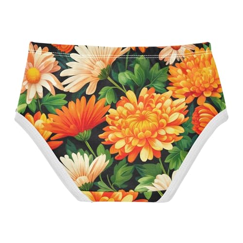 Toddler Underwear Floral 2t Cotton Cute Panties Girl Durable Briefs Kids Undies Orange Chrysanthemums Daisies2