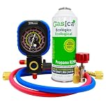 Ralertreik Pack Gasica V2 Gas Refrigerante Organico Sustituto del R22/R407/R32 y R410A (Botella + manometro + Llave + Adaptador)