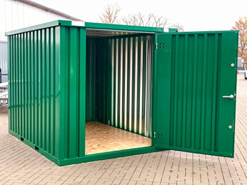 Gartencontainer Gartenschuppen Container mit Doppeltür 3,88m x 2,14m x 2,09m Gerätehaus Lagercontainer Schnellbaucontainer Grün