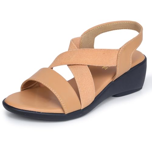 Image of TRASE Women's Fashion Sandals | Faux Leather Comfortable and Stylish Wedge | For Casual Wear & Formal Wear Occasions 2 inches heel for Women & Girls