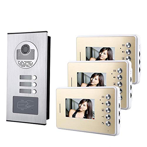 JKJZSALJ Système d'interphone vidéo 4,3'' avec 3 caméras RFID HD