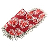 YEGAME Microfiber Kitchen Cleaning Slippers, Red Hearts Soft Washable Reusable House Cleaning Slippers for Men Women, Dust Dirt Hair Microfiber Mop Cleaner Shoes, Large