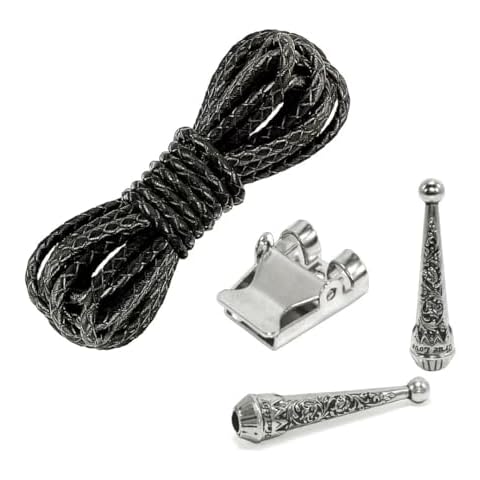 Moranse Bolo tie Clasp accessories With Two Pendants,Leather Rope And Metal Slide Clip Buckle (4pcs) Cover