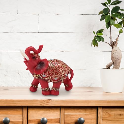 Estatua de Elefante Feng Shui de Resina Rojo M 8.5 x 6.5 x 1.6 in miniatura 5