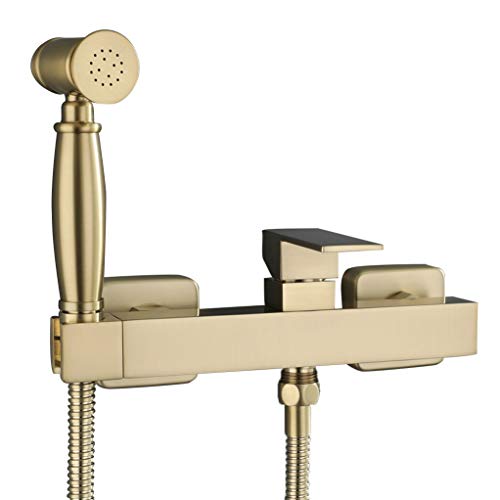 Mitigeur bain douche or brossé thermostatique mural luxe