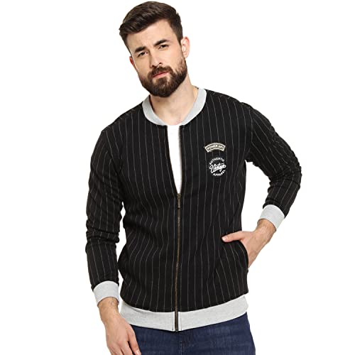 Image of CAHOOT Men's Dark Blue Zip-Front Hoodie with Contrast Drawstring for Casual Wear | Long Sleeve | Hooded Neck | Zipper Closure | Cotton Sweatshirt Crafted with Comfort Fit for Everyday Wear