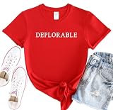 Deplorable Unisex Adult Heavy Cotton Crewneck T-Shirt (RED) (XXL)