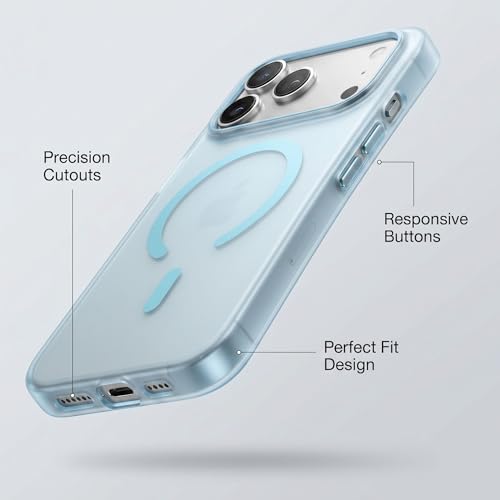 Image of amazon basics Luxury Paper Thin Case Cover for iPhone 17 Pro | Matte Finish | Compatible with magsafe | (Light Blue, iPhone 17 Pro)