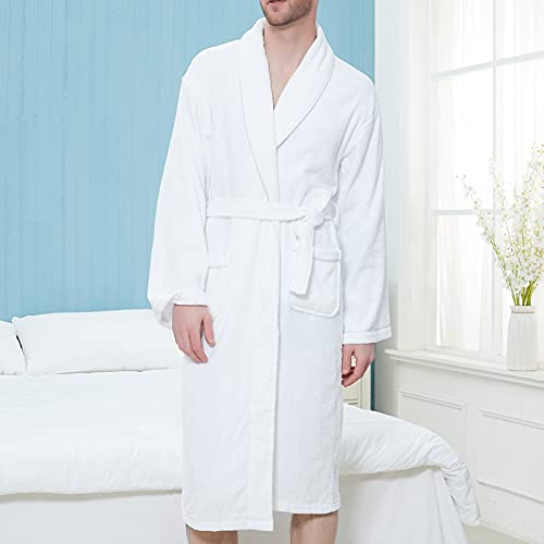 Mens Robe Plush Long Spa Robe Soft Fleece Bathrobe Cozy Warm Robes with Pockets Loungewear Sleepwear4
