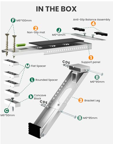 Image of AC Window Air Conditioner Bracket: Anti-Slip Support Bracket Heavy Duty Up to 165 lbs- Safe Brackets Built-in Bubble Level for 5000-12000 BTU Windows AC Unit