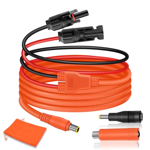 COMeap Solar Panel Adapter for Jackery 6FT/1.8M Compatible with MC-4 to DC 8mm Extension Cable with DC7909 to DC8020/DC5525 Connector for GZ Yeti Bluetti Solar Generator Power Station 12AWG - Orange