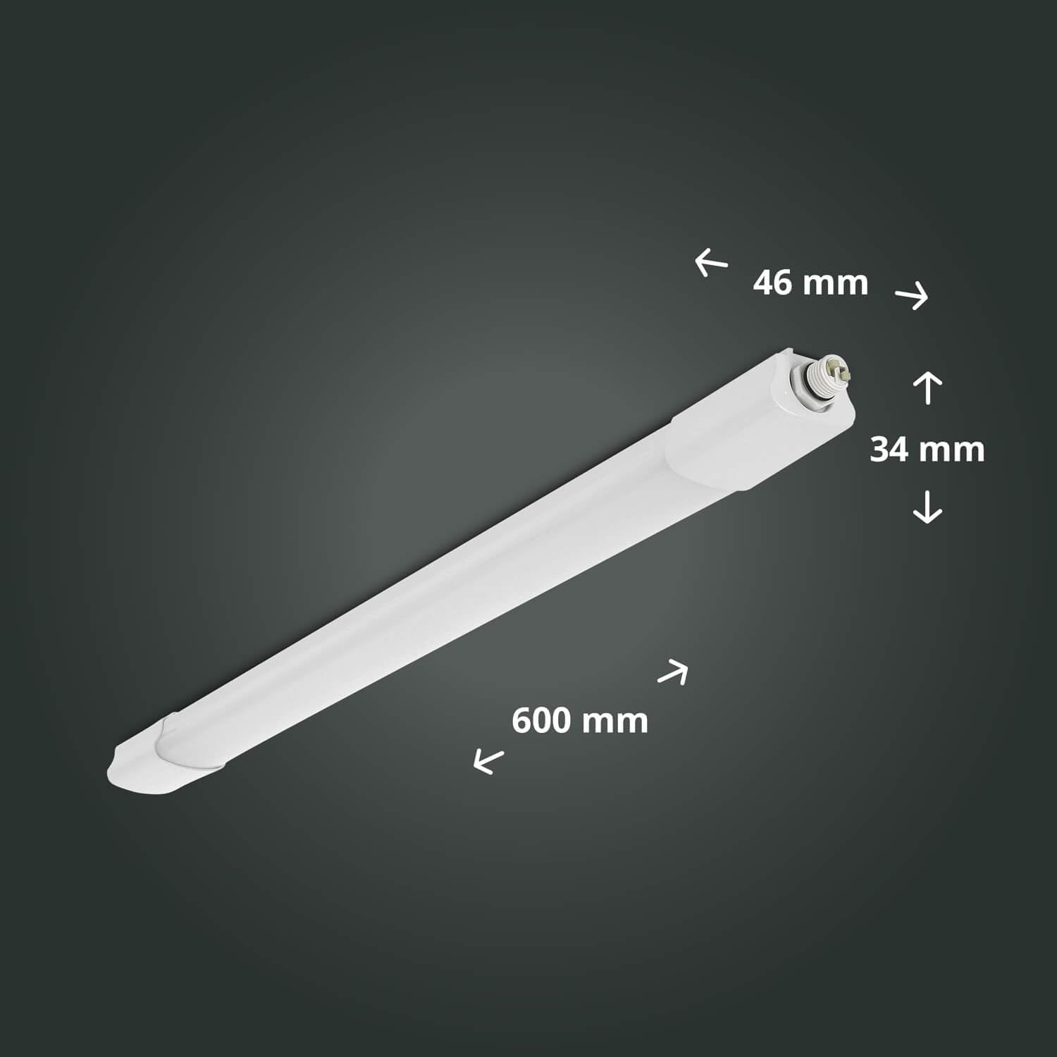 LED Universum 12er-Set Feuchtraumleuchten 60cm 18W 2160lm neutralweiß 4000K - IP65 - verknüpfbar - Kellerleuchte Nassraumleuchte Feuchtraum-Wannenleuchte mit Steck-Klemmen L670xB46xH34mm