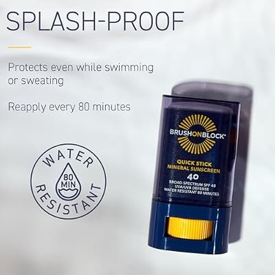 Brush On Block Quick Stick SPF 40, Mineral Sunscreen Stick, UVA/UVB Protection, Water Resistant, Hawaii Compliant, Reef Friendly, 0.63 oz