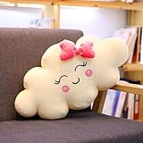 Eoieov Cute Cloud Shape Pillows for Junior Bedroom Dorm Plush Reading Nook Velvet Personalized Throw Pillow with Bow Funny Cloud Shaped Plush Cushion for Bedroom Decorative Watermelon Bow 19.6 in