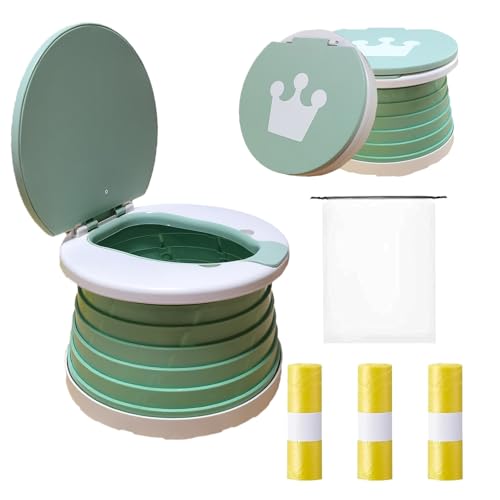 Image of Travel Potty for Toddler, Portable and Foldable Toilet, Apply to Seat Emergency Toilet for Car, Camping, Outdoor, Indoor (green, small)