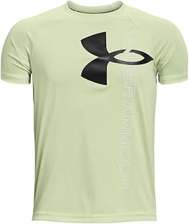 Camiseta Camiseta de manga curta híbrida logotipo Tech Split, Under Armour, Meninos