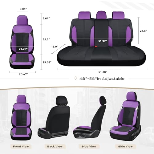 Image of Coverado Air Mesh Seat Cover, Car Seat Cover Rear Seats, 3D Breathable Seat Protectors Sports Carbon Fiber Design Airbag Compatible Comfort Universal for Most Cars, Van,Trucks, SUV, Black&Purple