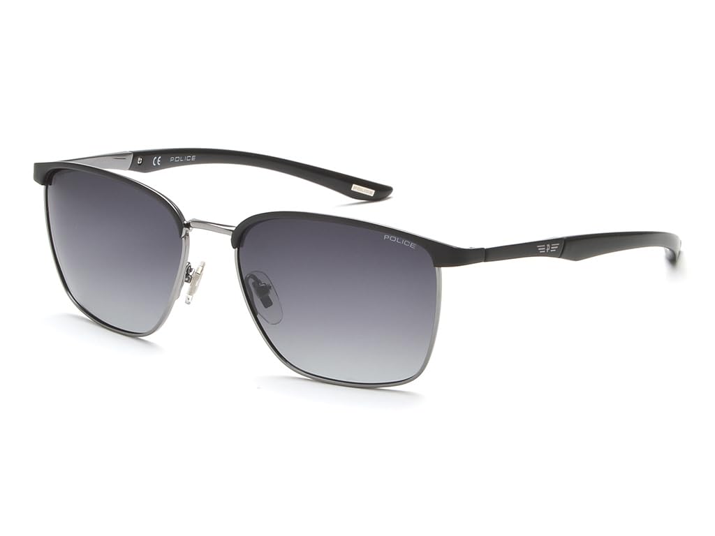 police | 100% UV protected | Unisex | Large | Full Rim | Club Master | Frame: Shiny Dark Gun-Matt Black Alloy Metal | Lens: Smoke Gradient TAC-picture-19