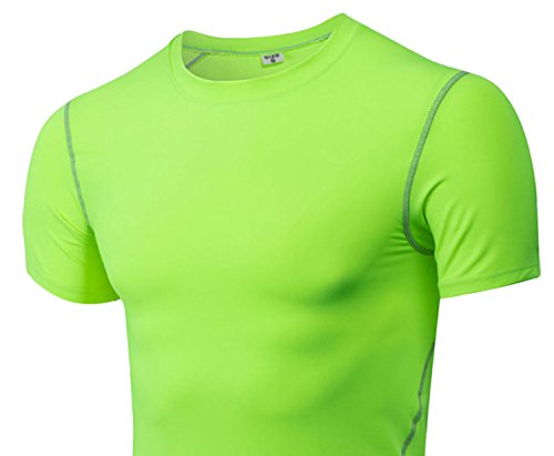 Panegy Mens Compression Shirts Short Sleeve T Shirts Cool Summer Baselayer Undershirts Quick Dry Top for Baskeball Weightlisting Green Tag XXXL/US XL
