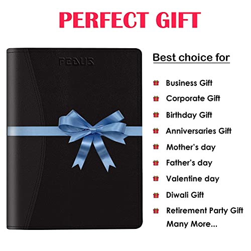 Image of FEDUS Black Document File Folder Certificate Foolscap Size(Bigger Than A4 Size) 4 Ring File Folder for Document Leatherette Document Holder,Portfolio,Executive File for 25 Leaf (300 Micron)