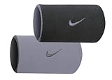  Nike Premier Home and Away Doublewide?áWristbands (Black/Matte Silver, OSFM)