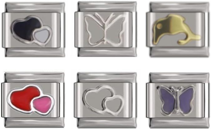 No Brand Name 6pcs Italian Charm Link Bundle fits all classic 9mm Italian style Bracelets - UK stock