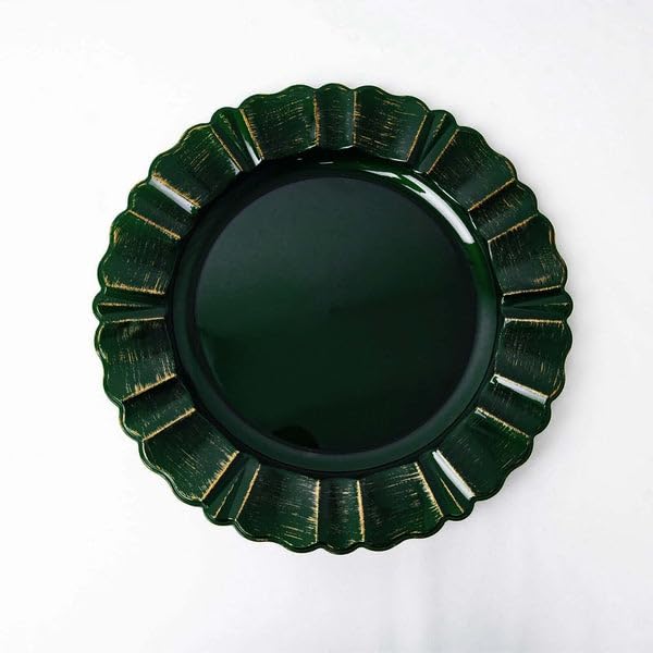 Set de 6 platos cargadores plásticos verdes esmeralda 13" miniatura 3