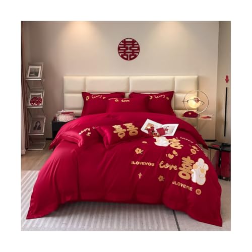 TRQQWEQQ 4-Pezzi Copripiumino Matrimoniale In Fibre Sintetiche Copri Piumino Morbido E Traspirante Quattro Stagioni Duvet Cover Lenzuolo Con Angoli Federe(C,Queen/150cm)