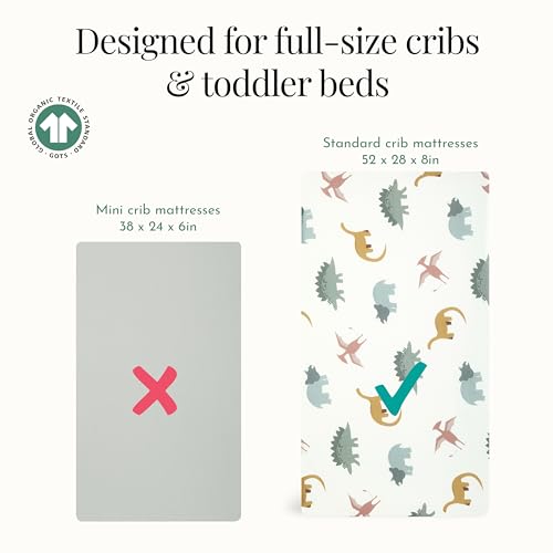 Image of Evolur Rawrsome 3 Piece Crib Bedding Set, Machine Washable, Soft and Breathable Toddler Bedding Set, Includes Fitted Sheet, Wearable Blanket and Crib Skirt