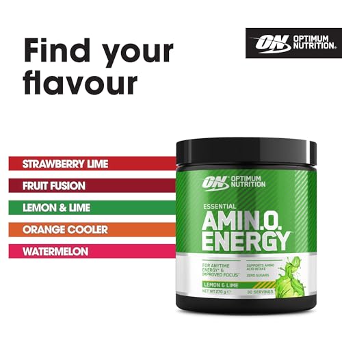 Optimum Nutrition Amino Energy Pre Workout Powder, Energy Drink with Amino Acids, BCAA, L-Glutamine and L-Leucine, Food Supplement with Vitamin C and Caffeine, Lemon Lime Flavour, 30 Servings, 270 g - Image 6