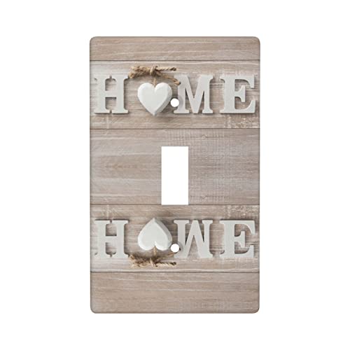 White Home Wall Plate 1 Gang Single Toggle Switch Decorative Light Switch Cover Modern Abstract Wallplates Cover for Bedroom Kitchen Home Decor Rustic Wood
