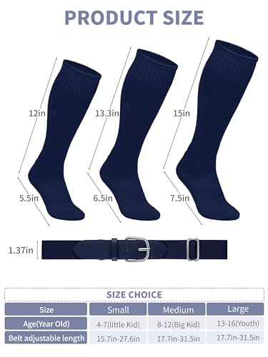 Baseball Socks and Belt Combo Set Cotton Boys Adjustable Baseball Softball Socks and Belt for Boys Girls2