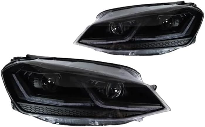 Car Styling Compatible For VW Golf 7 MK7 LED Headlight Golf 7.5 R LINE Design DRL Dynamic Signal Head Lamp Bi Xenon Beam Accessories(Black All,Left Hand Drive)