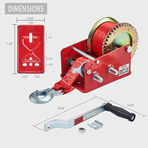 Openroad Boat Winch 2500Lbs Hand Winch, With 32Ft Red Strap And 2 Speed Switchable, For Boat Trailer Towing Winch… #TOP6