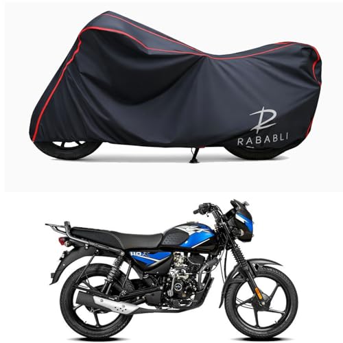 Image of Waterproof Bike Body Cover Compatible for | Bajaj CT 110X Kick Start | Taffeta Fabric, Red Piping Design, Bottom Elastic Fit | Dustproof, Sun UV & Rain Protection for All Bikes